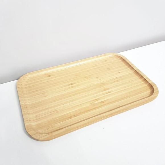 Bandeja de Bambu 23x33cm Cantos Arredondados Kit Higiene