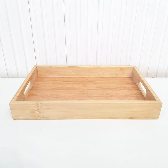 Bandeja de Bambu 22x33cm com Alças Kit Higiene