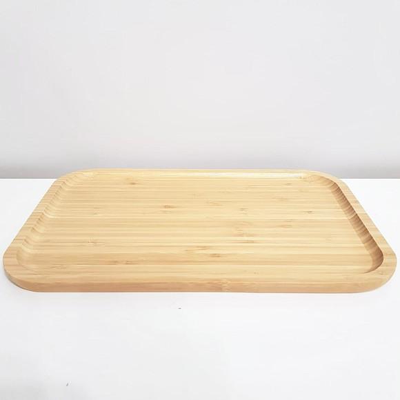 Bandeja de Bambu 23x33cm Cantos Arredondados Kit Higiene