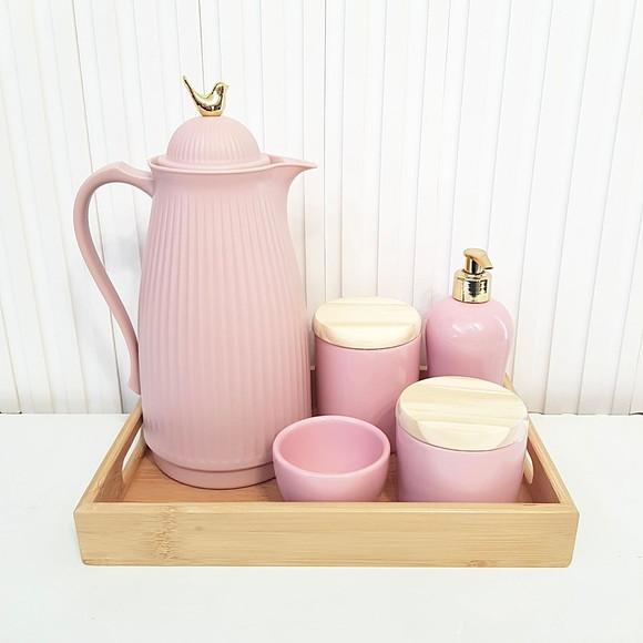 Bandeja de Bambu 22x33cm com Alças Kit Higiene