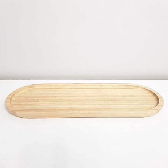 Bandeja de Bambu 16x44cm Cantos Arredondados Kit Higiene