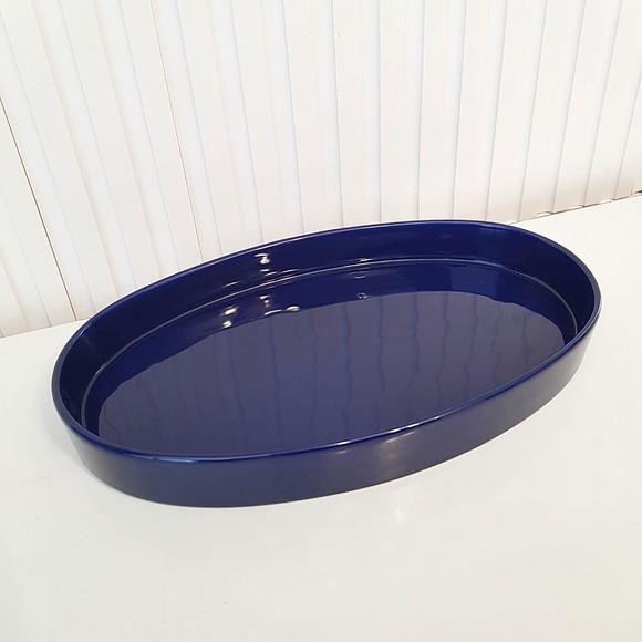 Bandeja de Cerâmica Oval Azul Marinho Kit Higiene Bebê