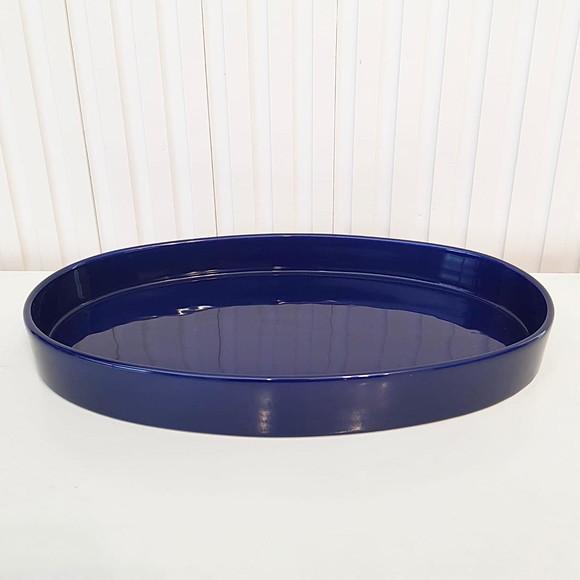 Bandeja de Cerâmica Oval Azul Marinho Kit Higiene Bebê