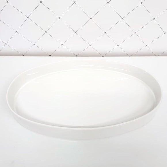 Bandeja de Cerâmica Oval Branca para Kit Higiene Bebê