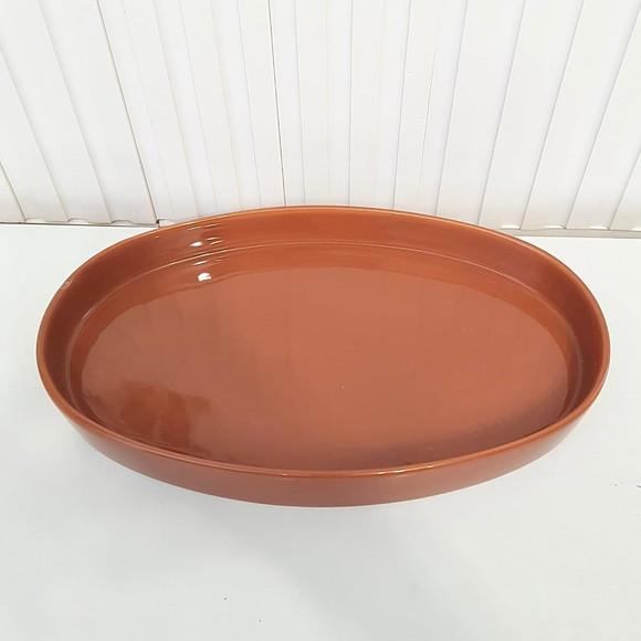 Bandeja de Cerâmica Oval Caramelo / Terracota Kit Higiene