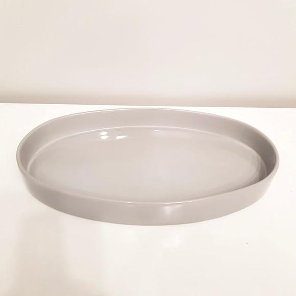 Bandeja de Cerâmica Oval Cinza para Kit Higiene Bebê