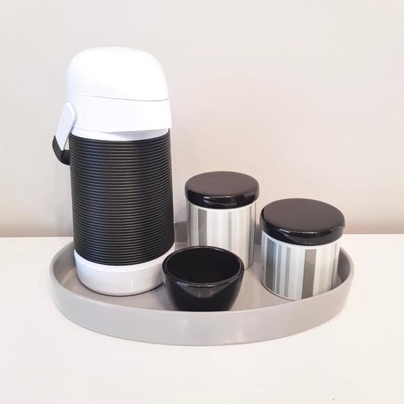 Bandeja de Cerâmica Oval Cinza para Kit Higiene Bebê