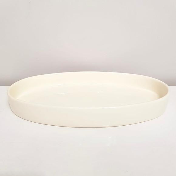 Bandeja de Cerâmica Oval Creme para Kit Higiene Bebê