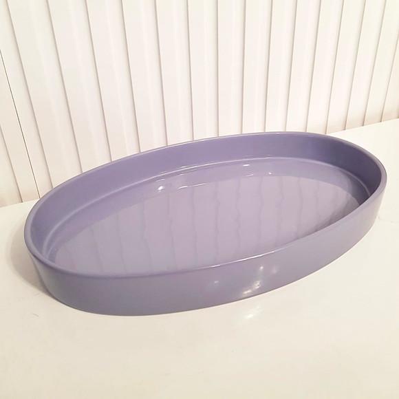 Bandeja de Cerâmica Oval Lilás / Roxa para Kit Higiene Bebê