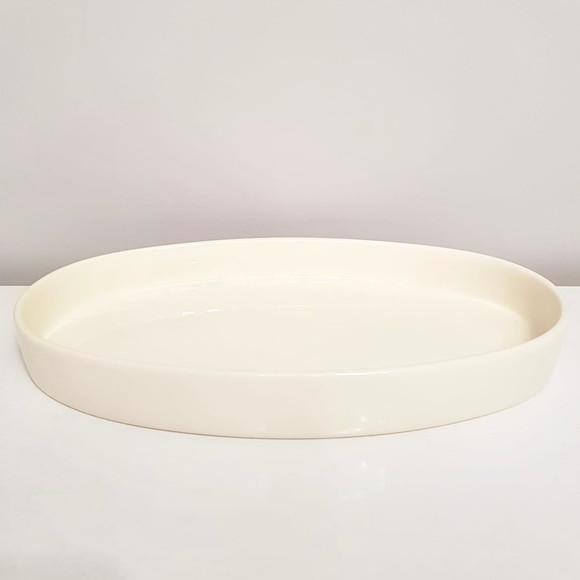 Bandeja de Cerâmica Oval Creme para Kit Higiene Bebê