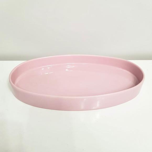 Bandeja de Cerâmica Oval Rosa Bebê para Kit Higiene