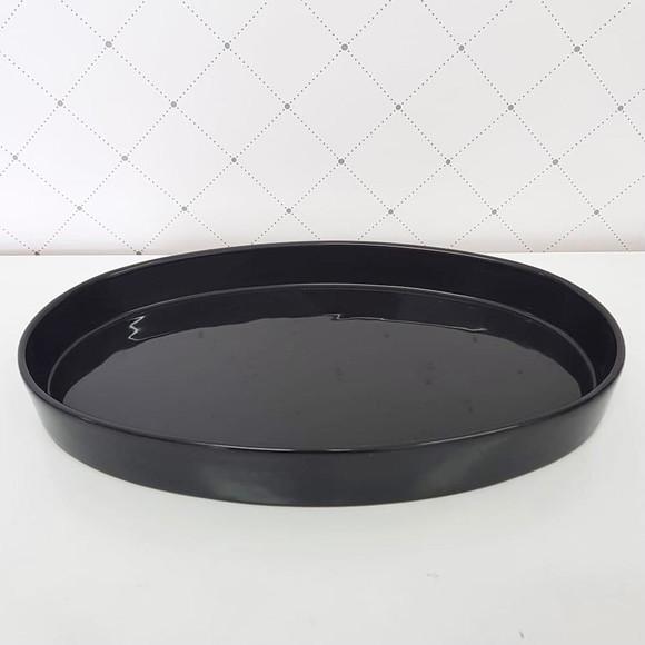 Bandeja de Cerâmica Oval Preta
