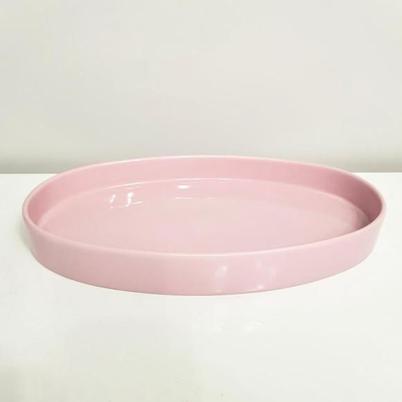 Bandeja de Cerâmica Oval Rosa Bebê para Kit Higiene