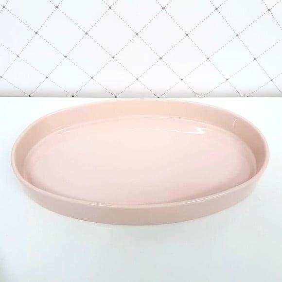 Bandeja de Cerâmica Oval Rosa Rosé