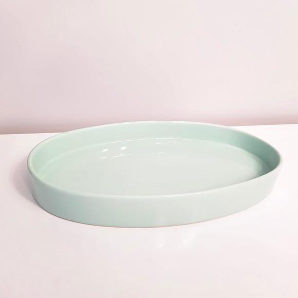 Bandeja de Cerâmica Oval Verde Bebê