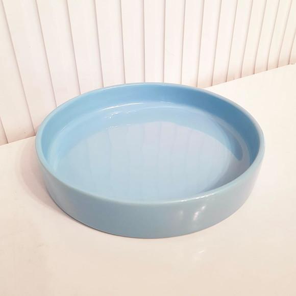 Bandeja de Cerâmica Redonda Pequena Azul Bebê Kit Higiene
