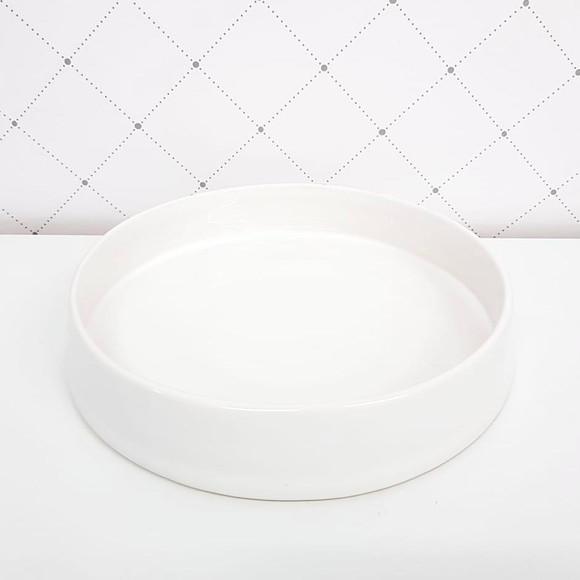 Bandeja de Cerâmica Redonda Pequena Branca