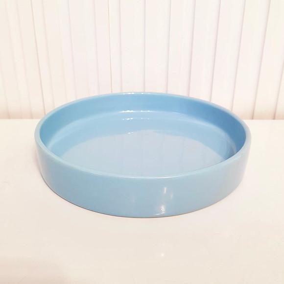 Bandeja de Cerâmica Redonda Pequena Azul Bebê Kit Higiene
