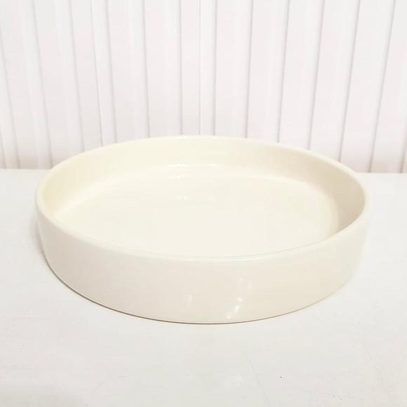 Bandeja de Cerâmica Redonda Pequena Creme Nude