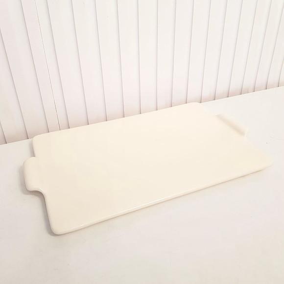 Bandeja de Cerâmica Reta Creme para Kit Higiene Bebê