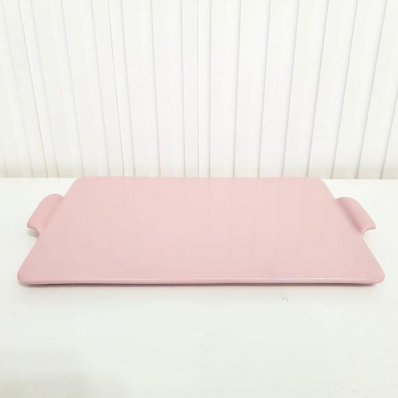Bandeja de Cerâmica Reta Rosa Bebê para Kit Higiene Bebê