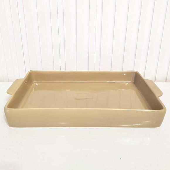 Bandeja de Cerâmica Retangular 20x30cm - Cáqui