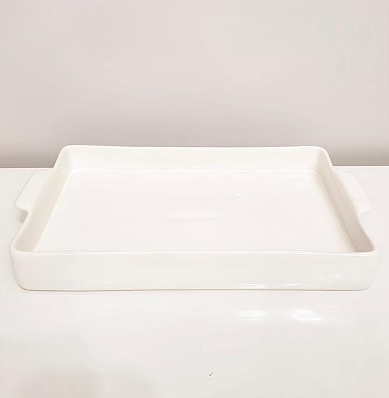 Bandeja de Cerâmica Retangular 20x30cm - Branca