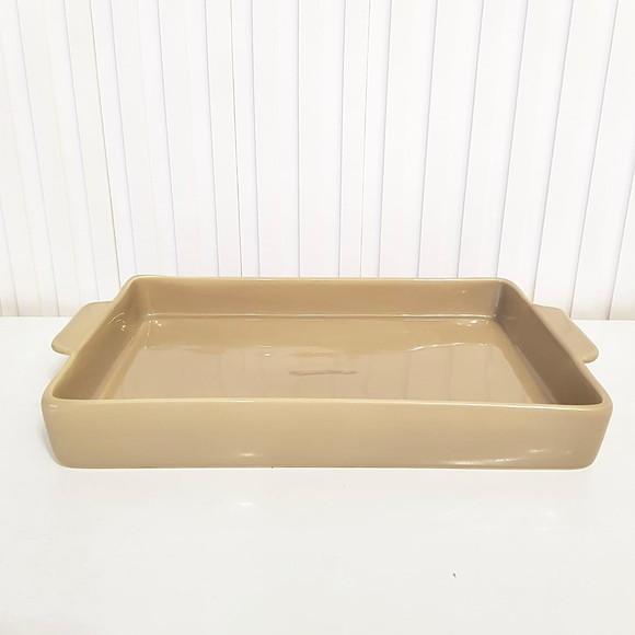 Bandeja de Cerâmica Retangular 20x30cm - Cáqui