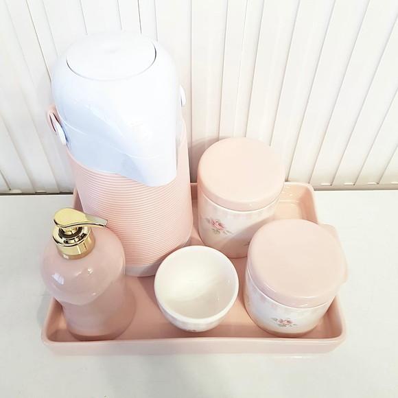 Bandeja de Cerâmica Retangular 20x30cm - Rosa Rosé