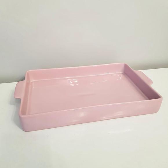 Bandeja de Cerâmica Retangular 20x30cm - Rosa Bebê
