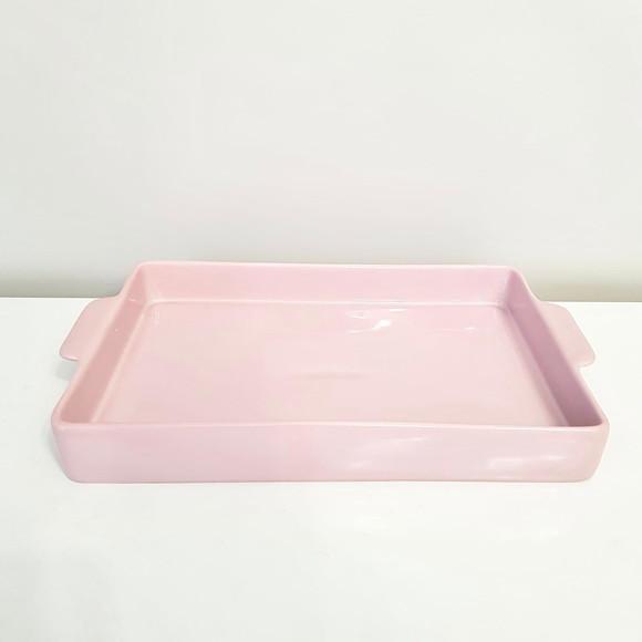 Bandeja de Cerâmica Retangular 20x30cm - Rosa Bebê