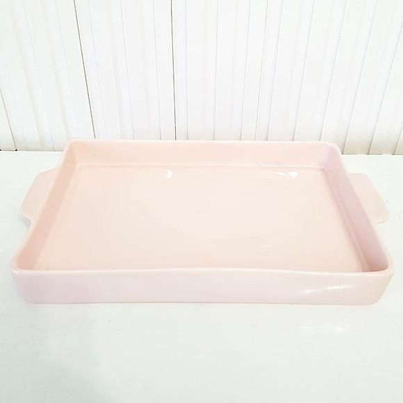 Bandeja de Cerâmica Retangular 20x30cm - Rosa Rosé