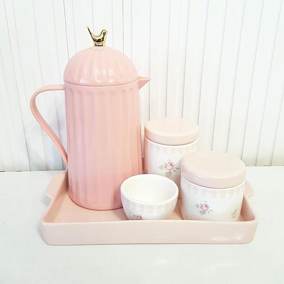 Bandeja de Cerâmica Retangular 20x30cm - Rosa Rosé