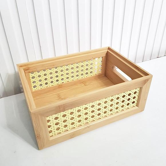 Caixa 15x22cm Bambu Laterais Palhinha Indiana