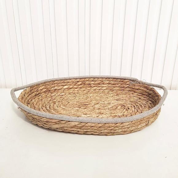 Cesto / Bandeja Palha Seagrass c/ Cinza 38x25cm