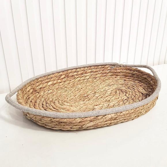 Cesto / Bandeja Palha Seagrass c/ Cinza 38x25cm