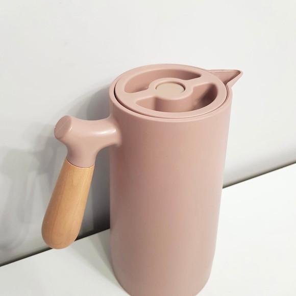 Garrafa Térmica 1l Nórdica Nude Rosa - Cabo de Madeira