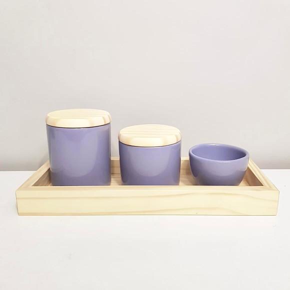 Kit Higiene 13x33cm Lilás Madeira Pinus