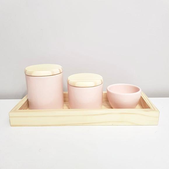 Kit Higiene 13x33cm Rosa Rosé Madeira Pinus