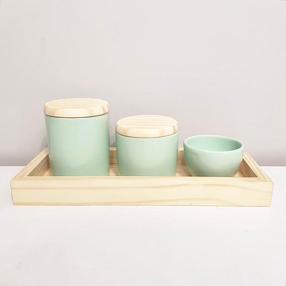 Kit Higiene 13x33cm Verde Bebê Madeira Pinus