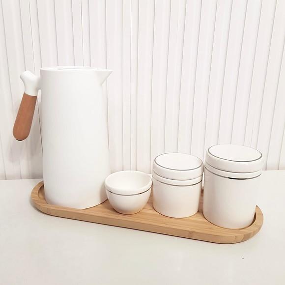 Kit Higiene 16x44cm Branco Filete Prata - Térmica Nórdica