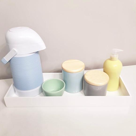 Kit Higiene 16x45cm Azul, Verde, Amarelo e Cinza