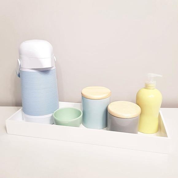 Kit Higiene 16x45cm Azul, Verde, Amarelo e Cinza