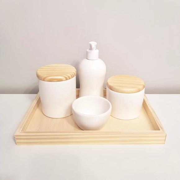Kit Higiene 22x32cm Branco 5 Peças - Pinus