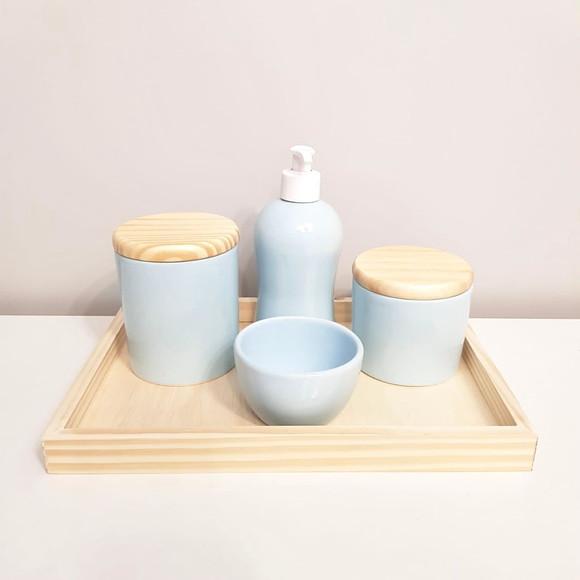 Kit Higiene 22x32cm Azul Antigo 5 Peças - Pinus