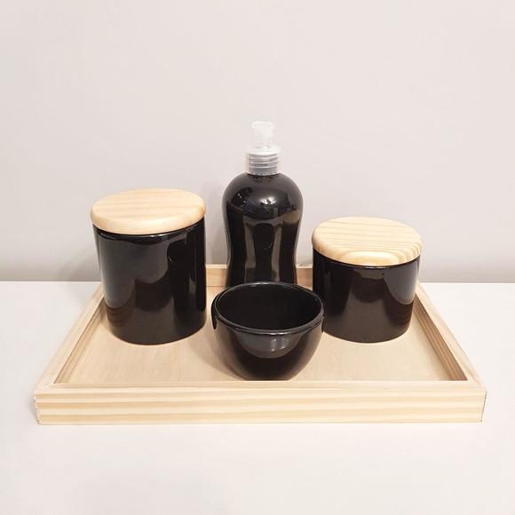 Kit Higiene 22x32cm Preto 5 Peças - Pinus