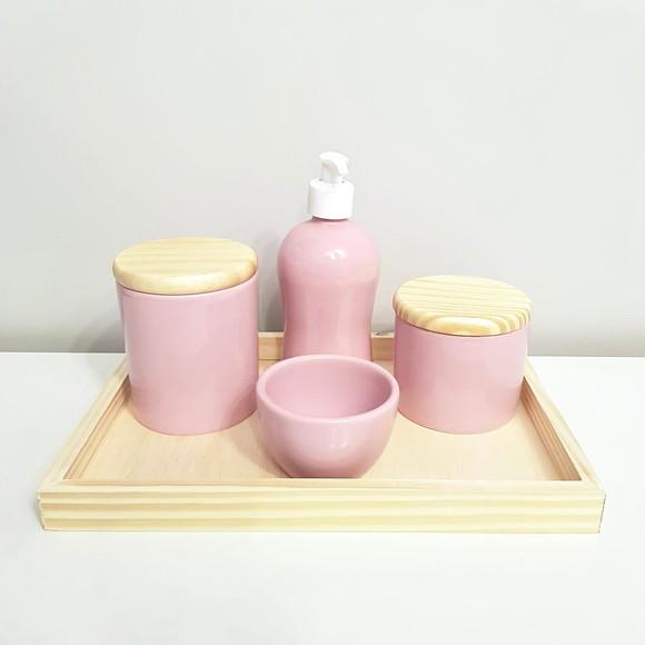 Kit Higiene 22x32cm Rosa Bebê 5 Peças - Pinus