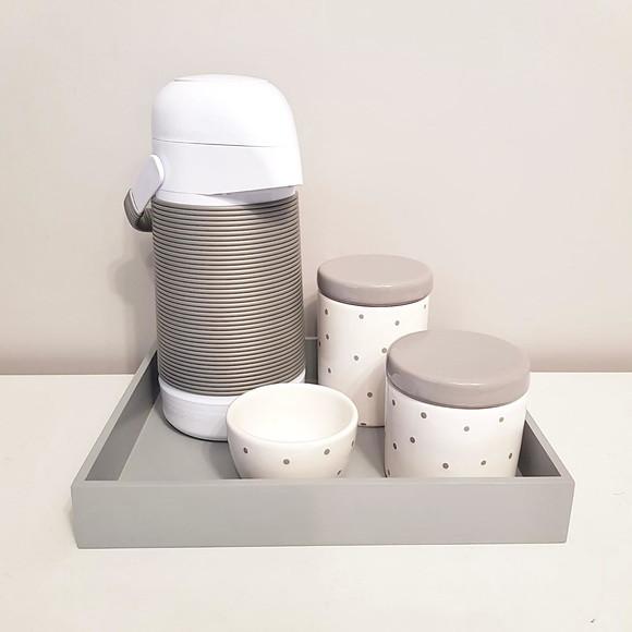 Kit Higiene 23x29cm Cinza e Branco Poás