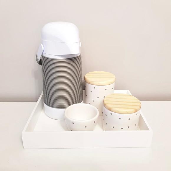 Kit Higiene 23x29cm Poás Cinza e Branco - Térm. Alinhavada