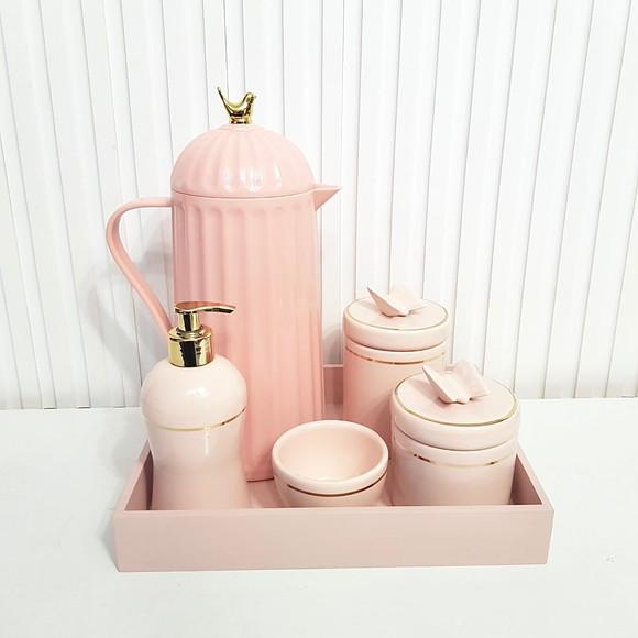 Kit Higiene 23x29cm Rosé Filete Dourado c/ Borboleta